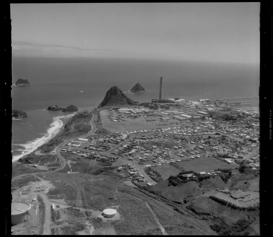 Paritutu and power station, New Plymouth, from Spotswood WA-77939-F.jpg