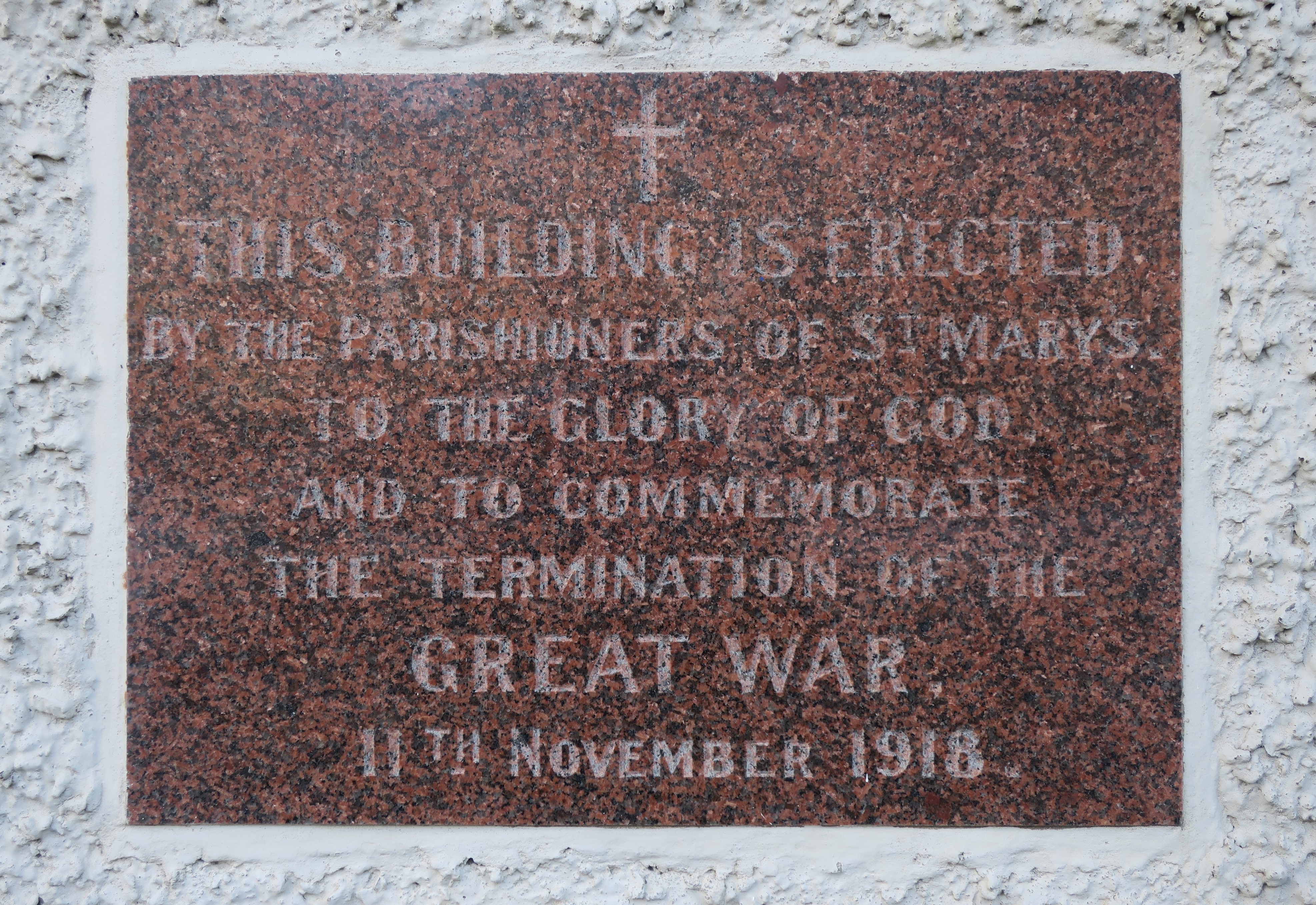 St Mary's Peace Hall plaque (2024). Rachel Sonius.