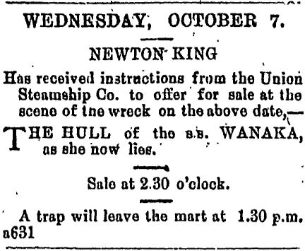 Sale of Wanaka Hull, TH 3 October 1891, p.3