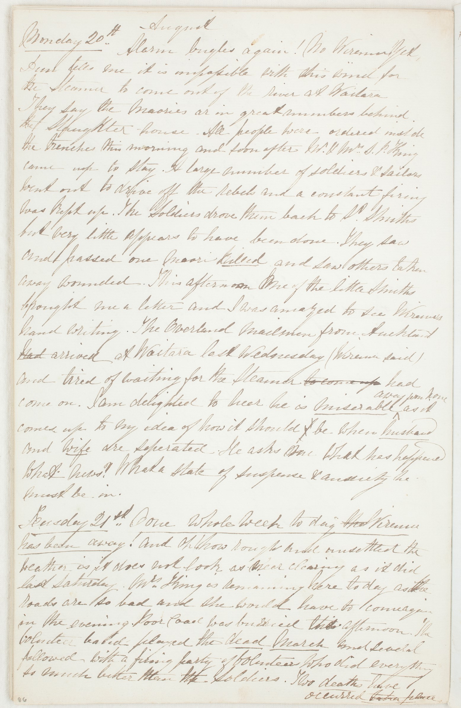 A page from Harriet's diary (1860). Collection of Puke Ariki (ARC2010-225).