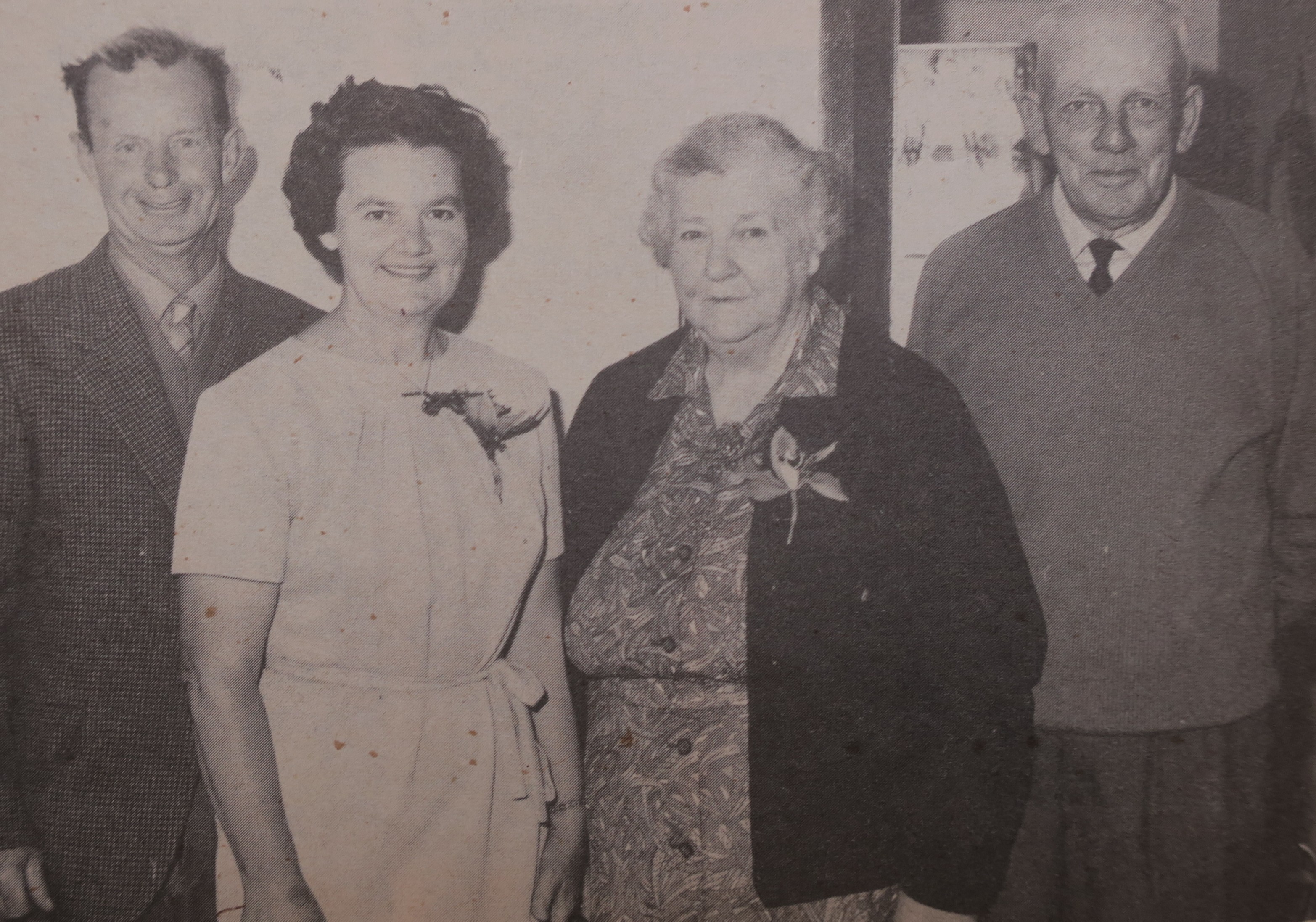 "Two anniversaries were the call of the day for this family. Mr and Mrs Ivan Lobb (on right) celebrated their golden anniversary the same day as daughter Nancy and husband Clem Parker celebrated their 25th." Taranaki Photo News (November 1971).
