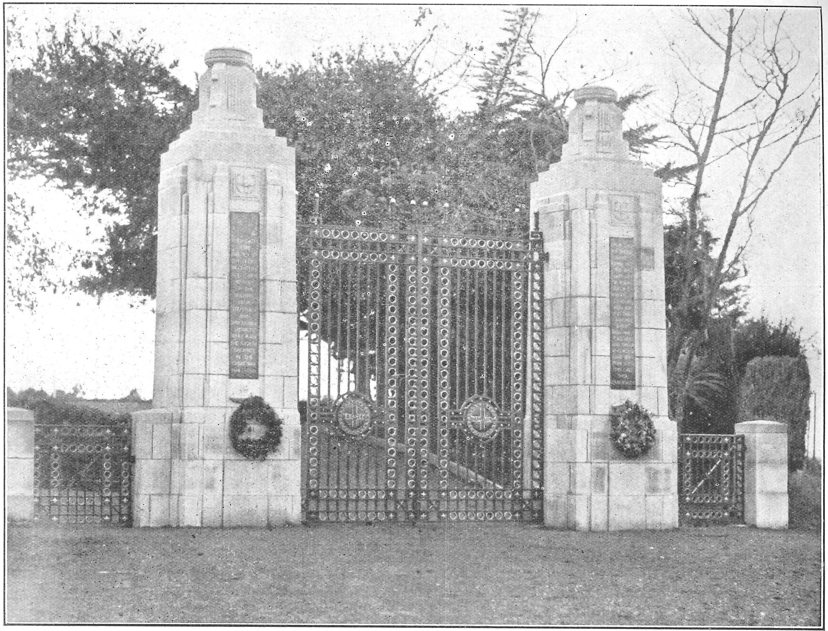 Victoria Park Gates by J.R. Wall (The Wonder Book of Taranaki 1927)